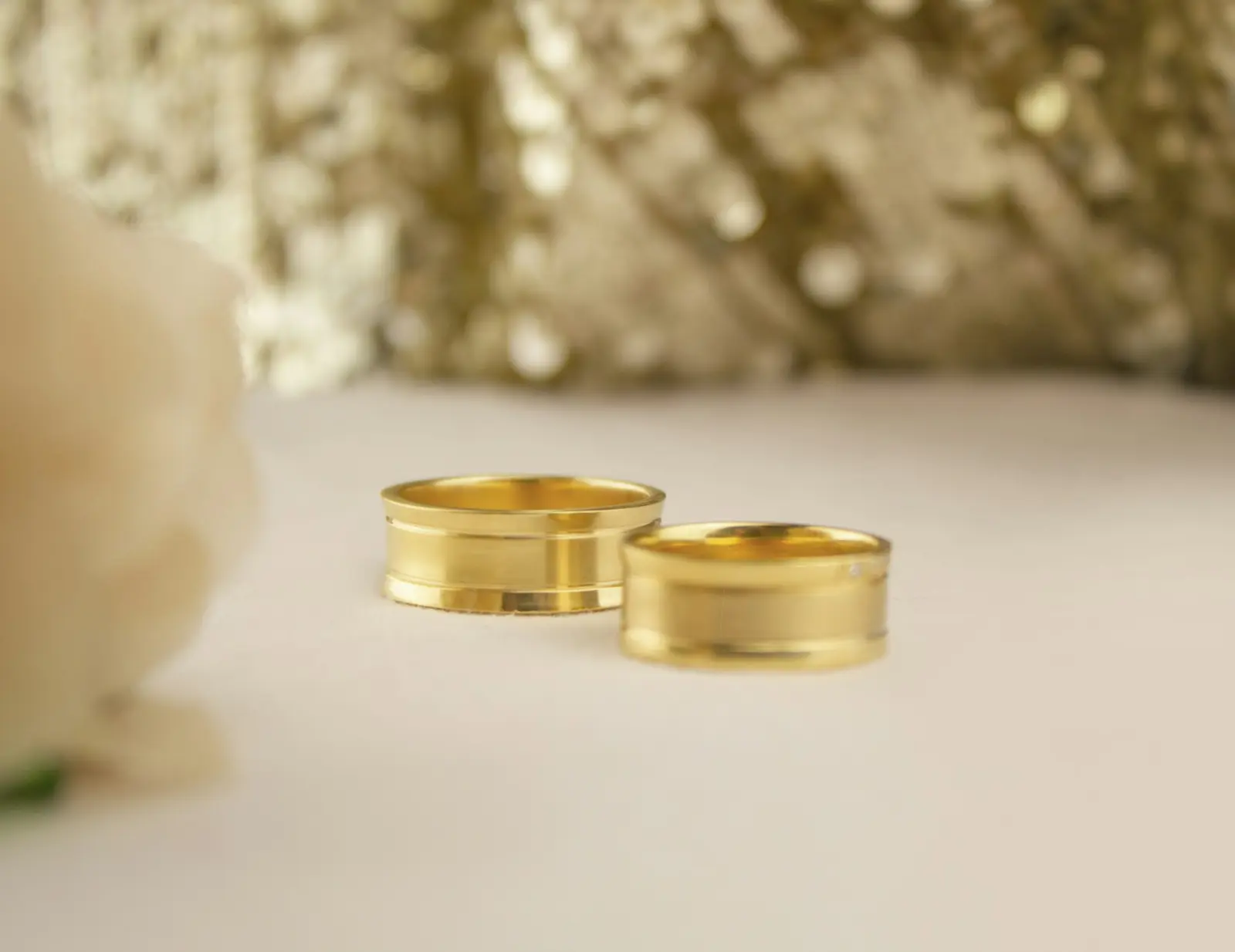 Finished wedding bands resting together